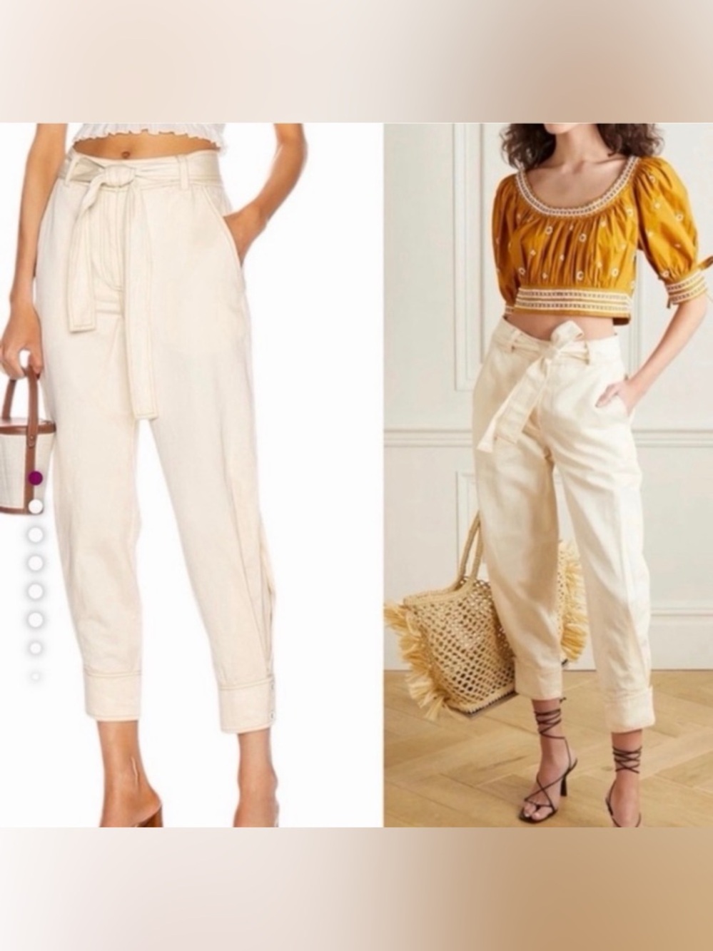 Ulla Johnson Cream High-Waist Balloon Casual Trousers